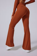 Women'S Brushed High-Waisted Shape-Fitting Athletic Skinny Flared Trousers