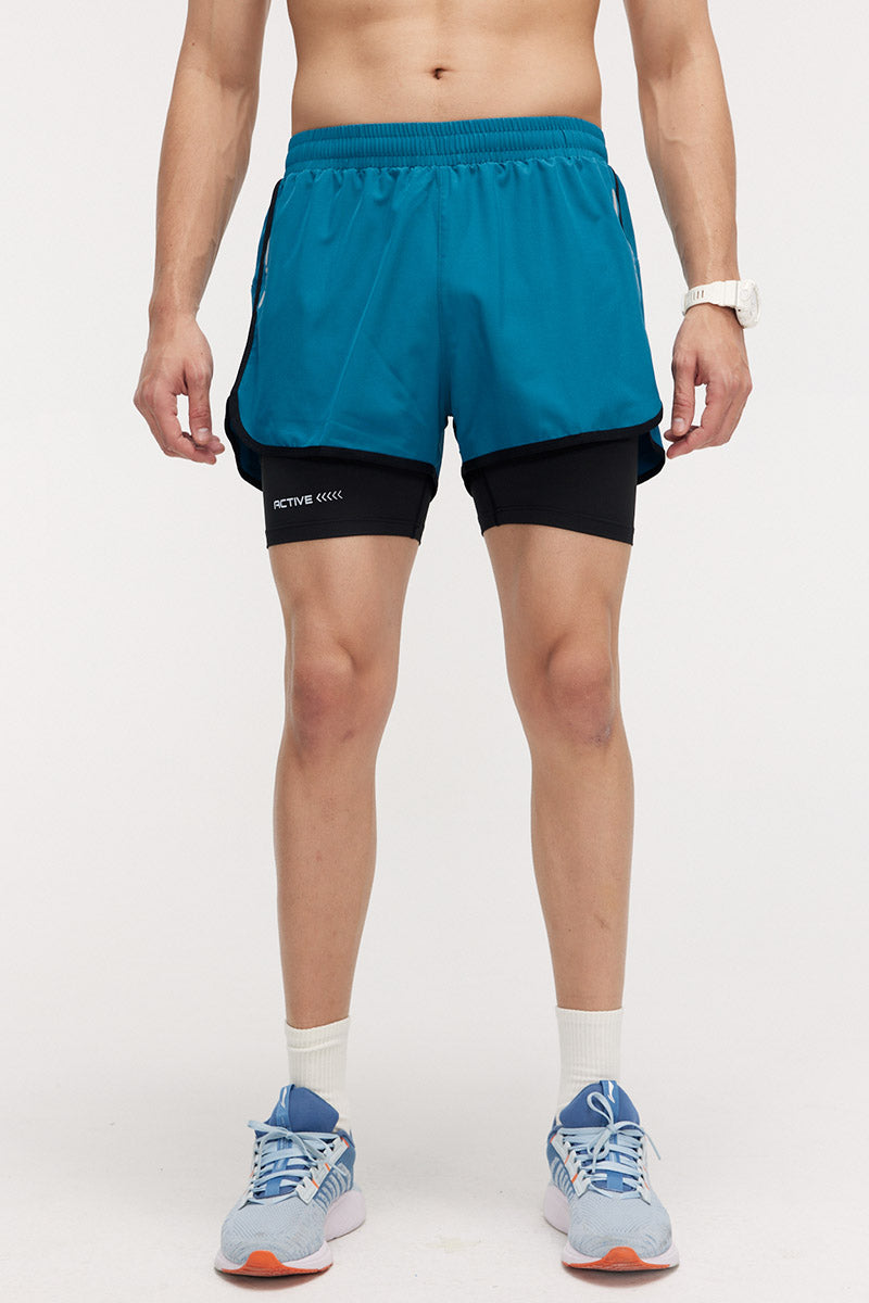 Men'S Fake Two Piece Sport Shorts