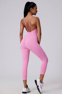 Women V-Back Sculpting Butt-Lifting Naked-Feel Yoga Running Fitness Bodysuit