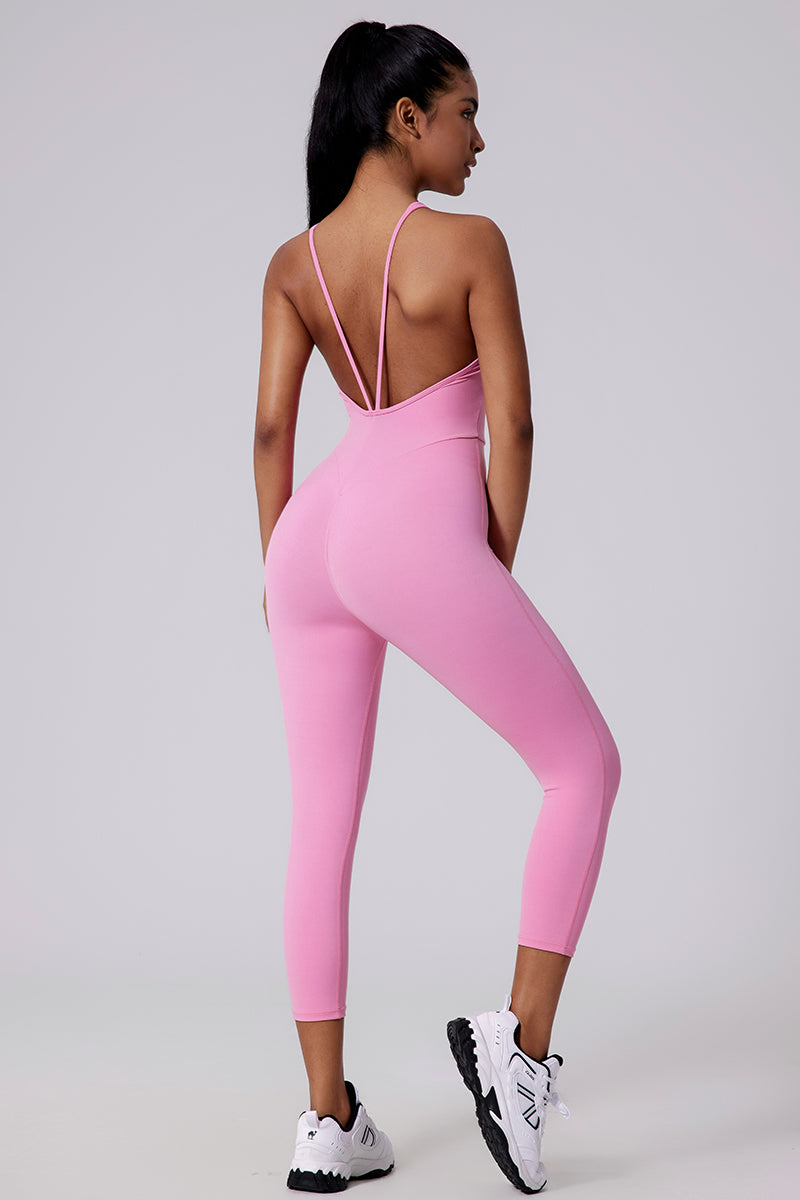 Women V-Back Sculpting Butt-Lifting Naked-Feel Yoga Running Fitness Bodysuit