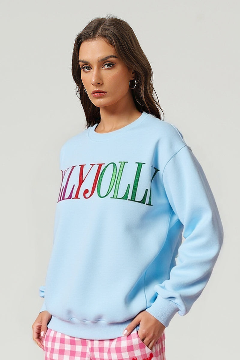 Women's Christmas Colorful Letter Embroidered Pullover Sweatshirt