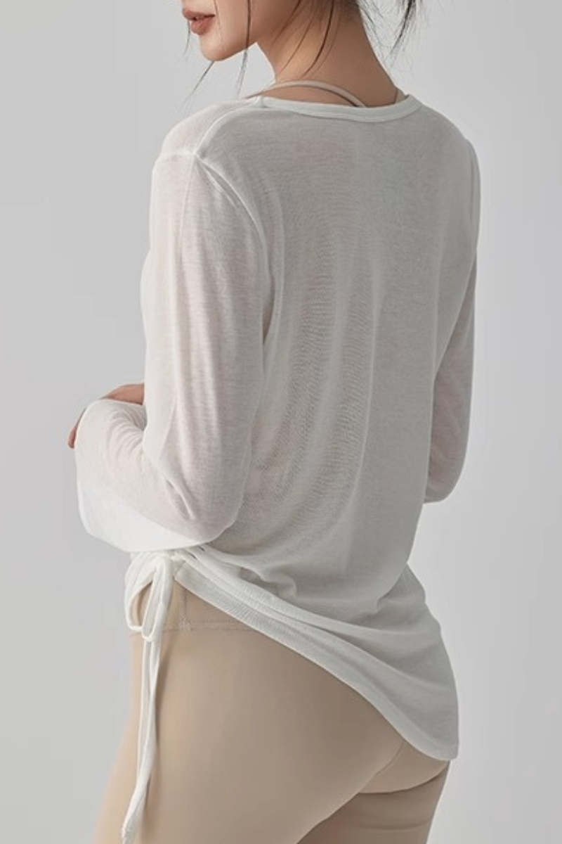 Women's V-Neck Side Drawstring Sheer Lazy Style Cover Up