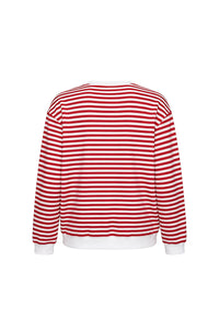 Women's Fall Striped Bow Christmas Tree Printed Pullover