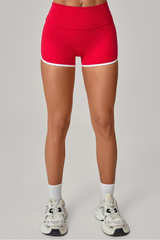 Color-contrast patchwork yoga shorts