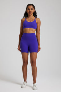 Spaghetti Strap Back Cross Bra + Sports Leggings 2-Piece Set