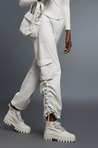 Women Fleece-Lined Cargo Jogger Adjustable-Cuff Utility Workout Pants