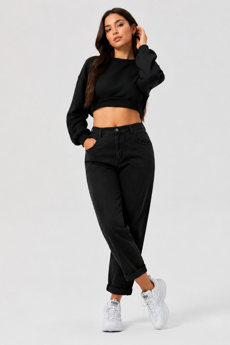 Women's Plus Size High Waist Stretch Straight Leg Jeans