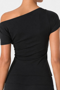Women's Asymmetric Off‑Shoulder Short Sleeve Sports Top