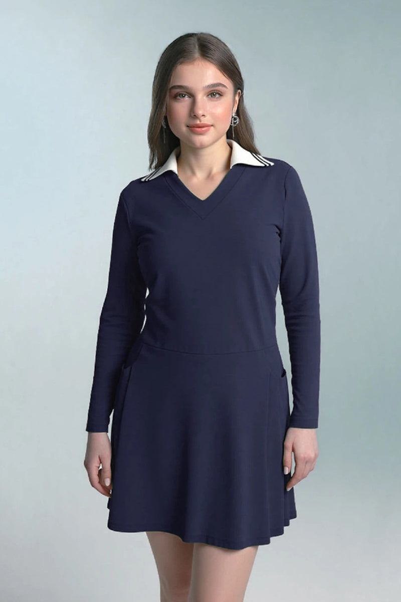 Women Plus-Size Vintage Polo Tennis Dress with Multi-Pockets Green / XS