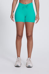 Women'S Pleated High-Waisted Hip Lift Yoga High-Stretch Skinny Shorts