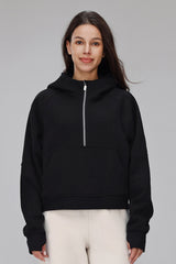 Women Cropped Fleece Hooded Hoodie