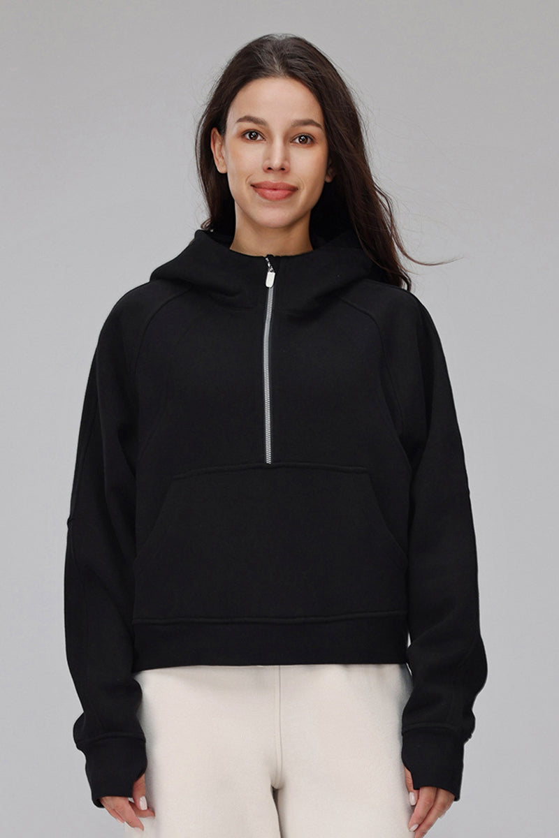 Women Cropped Fleece Hooded Hoodie