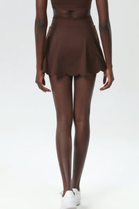 Women Scalloped Lycra Quick-Dry Anti-Peek A-Line Tennis Skirt