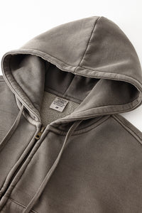 Women's zippered fleece cropped sweatshirt jacket