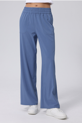 Women's Elastic Waist with Drawstring Wide Leg Sports Pants