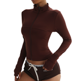 Women's Zip-Front Cropped Polo Top