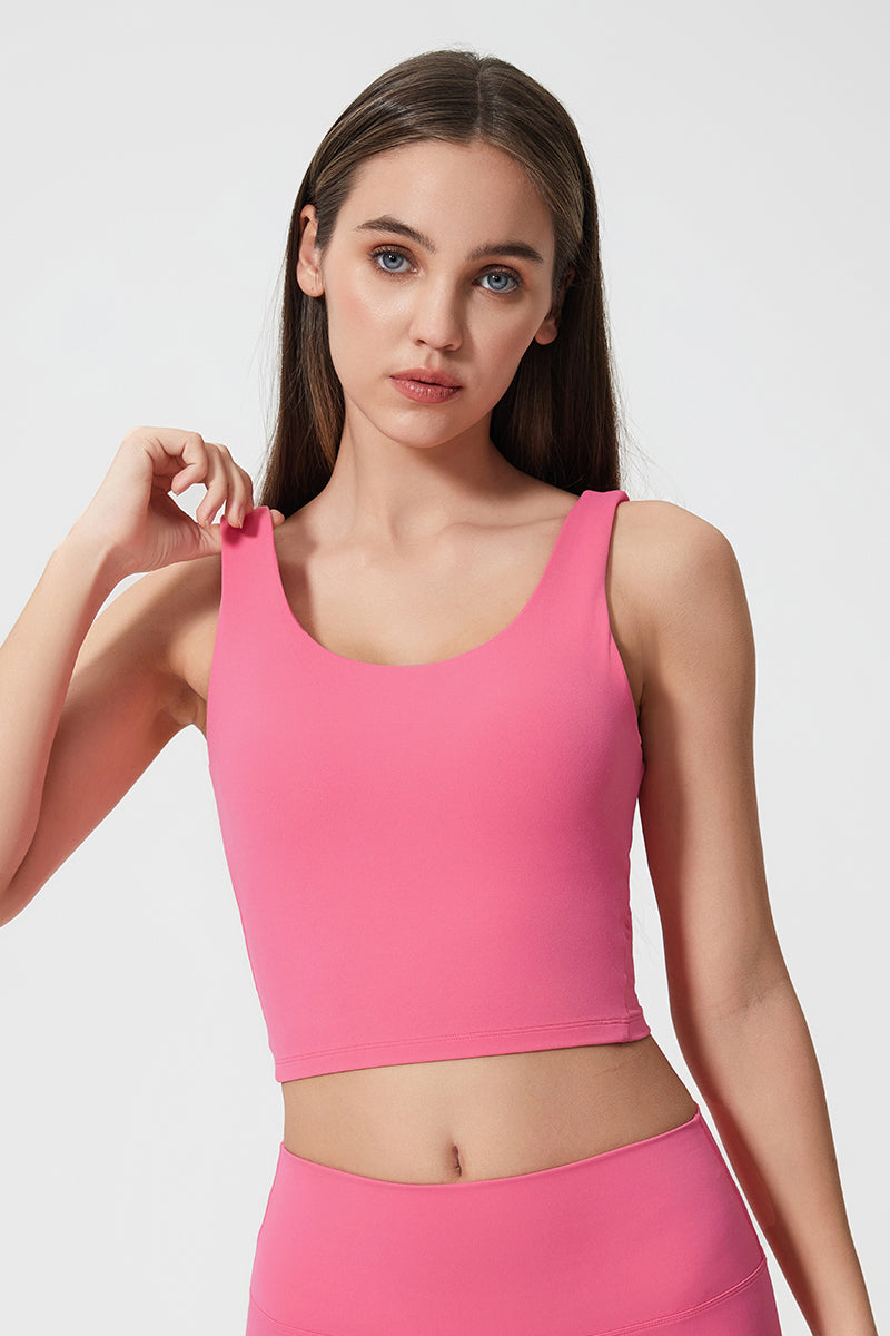 Women Naked-Feel Shockproof Back-Boosting Semi-Fixed Yoga Sports Bra