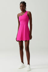 Women Single-Shoulder Wave-Hem Tennis Dress