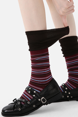 Women’s Retro Striped Color Block Slouch Crew Socks