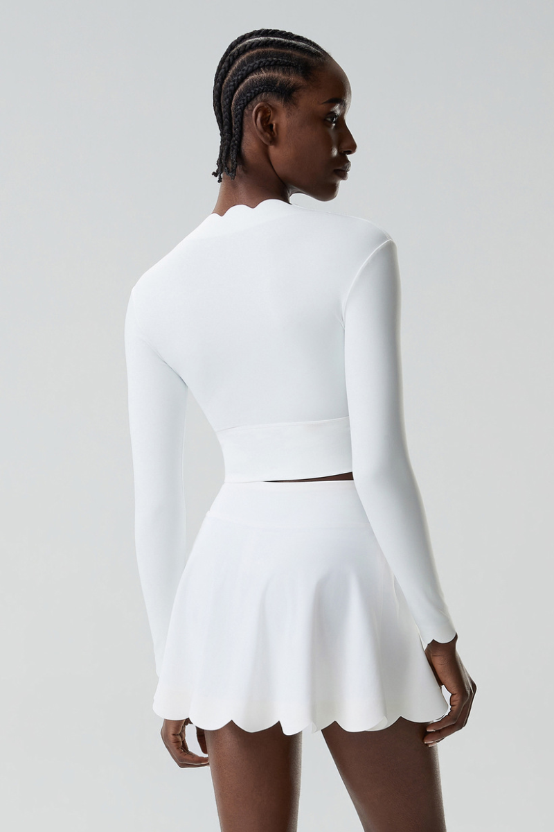 Women's Petal Long Sleeve Top And Tennis Skorts Two-Piece Set