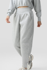 Women's High Rise Joggers with Pleated Waist and Side Pocket