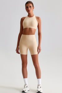 Women Outdoor Quick-Dry Naked Sensation Yoga Set: Cross-Back Slim-Fit Sports Bra + High-Waisted Sculpting Shorts