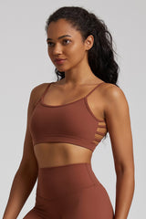 Solid Color Back Cut-Out Sports Bra