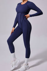Women One-Piece Backless Skinny Long Sleeve Long Pants Exercise Yoga Bodysuit