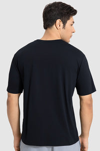 Men Round Neck Plain Breathable Loose Casual Sport Quick-Dry Short Sleeve T-Shirt