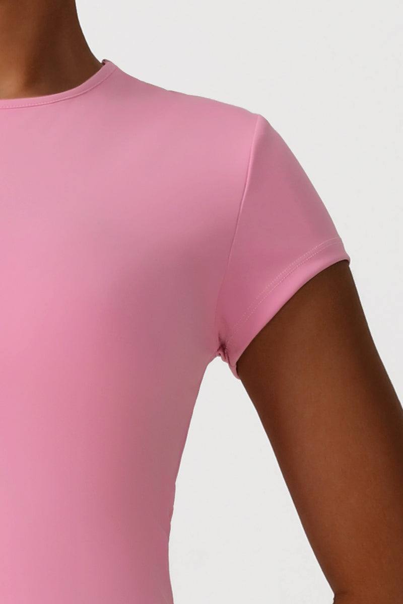 Women Naked Feel Yoga Set: Short Sleeve Top + Flared Pants
