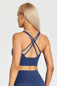Detachable Chest Pad Cross-Back Sports Bra