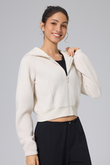 Short sports jacket with women's zipper and velvet yoga suit, casual hooded top