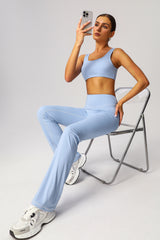 U-shaped back sports bra + micro flared pants 2-piece set
