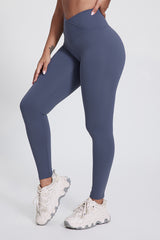 Women'S Bright Crossover High-Waisted Hip Lift Dance Stretch Cropped Pants