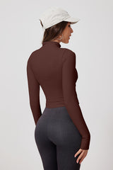 Women'S Zippered Stand-Up Collar Warm Yoga Sports Long Sleeve Jacket