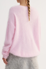 Round-necked plush knit sweater