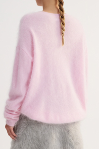Round-necked plush knit sweater