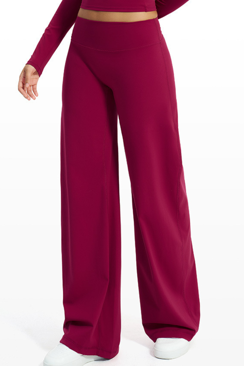 Women's High Waist V-Seam Butt Lifting Draped Wide Leg Pants