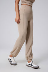 Women High-Waist Wide-Leg Butt-Lifting Cuffed Naked-Feel Yoga Running Workout Pants