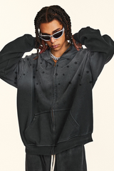 Men's spray paint hooded casual jacket