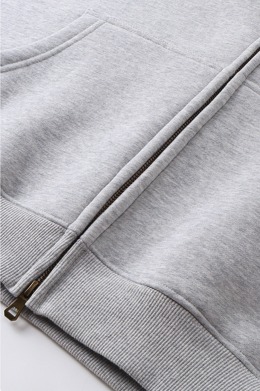 Unisex Boxy Cropped Zip-Up Fleece Hoodie