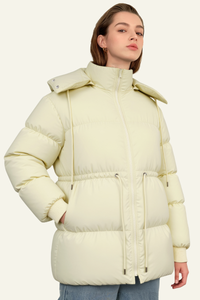 Women's Waist-Cinched Hooded Cotton Jacket