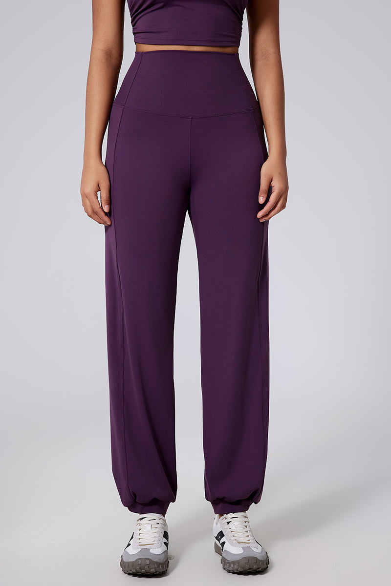 Women High-Waist Wide-Leg Butt-Lifting Cuffed Naked-Feel Yoga Running Workout Pants