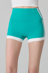 Women's Side Contrast Double Stripes Slim Fit Sports Shorts