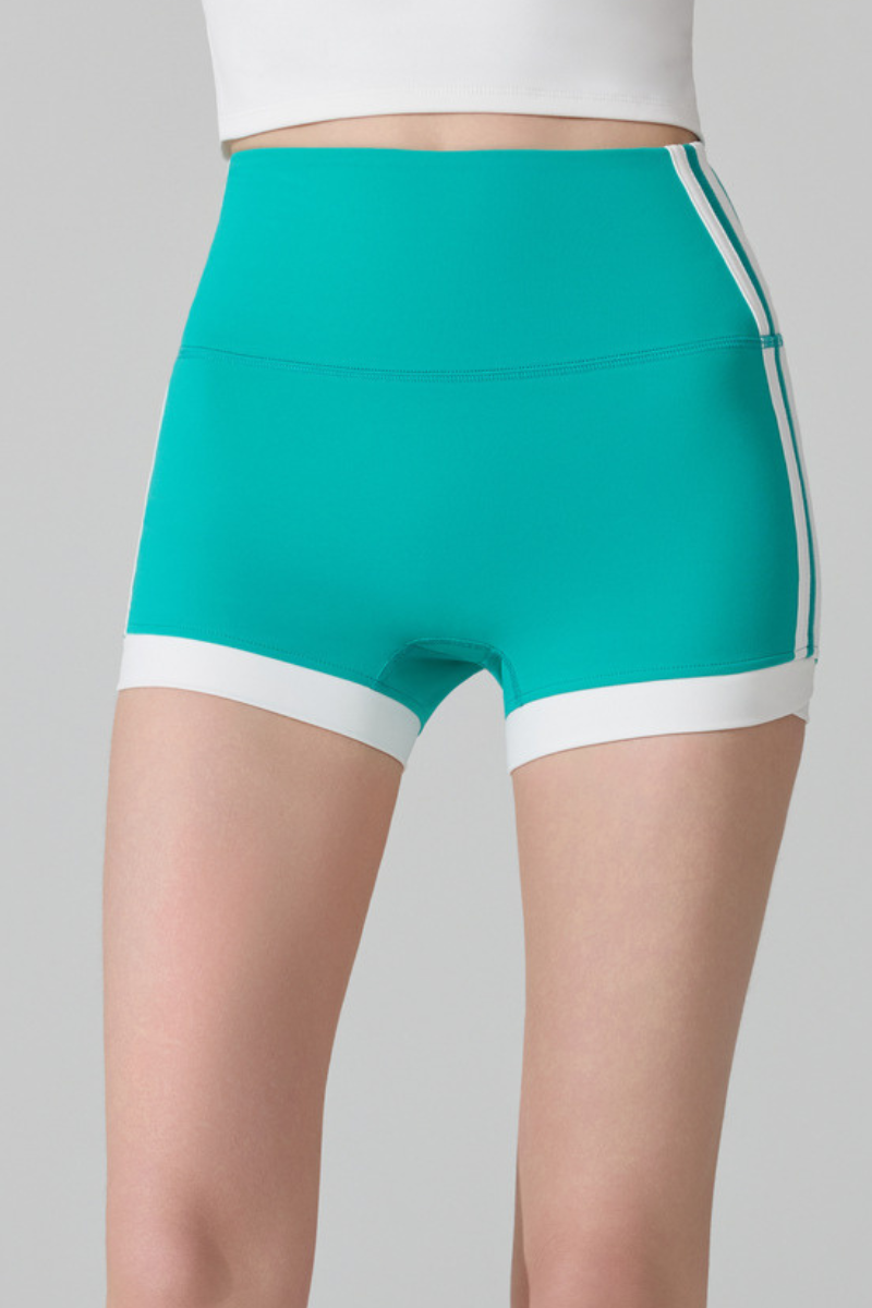 Women's Side Contrast Double Stripes Slim Fit Sports Shorts