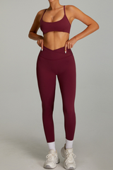 Women's Set: Cross-back  Bra And Criss-cross Waist Leggings