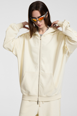 Faux two-piece with zipper hoodie