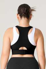 Plus Size Women's Faux Two-Piece Color-Block Sports Bra