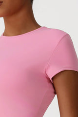 Women Sports Round-Neck Short-Sleeve Tight-Fit Quick-Dry High-Elasticity Yoga T-Shirt