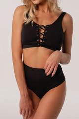 Women's Front Tie U-Back Wide Strap Bikini Set - 2pcs